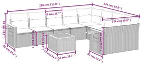 10 pcs conjunto sofás de jardim c/ almofadões vime PE preto