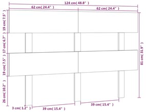 Cabeceira de cama 124x3x81 cm pinho maciço castanho mel