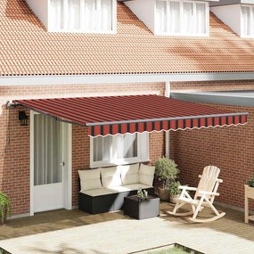 vidaXL Toldo Retrátil Manual laranja e castanho 400 × 350 cm Poliéster