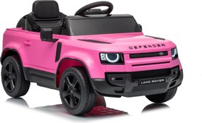 Carro elétrico para Crianças 12V 4x4 Land Rover Defender Rodas de espuma EVA, Assento Couro ecológico, Controlo remoto Rosa