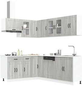 vidaXL 11 peças armário de cozinha conjunto Kalmar cinza sonoma