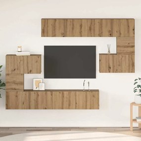 vidaXL Conjunto de móvel de TV 8 pcs Carvalho Artesanal