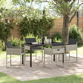 Conjunto de Jantar de Jardim com 5 Peças e Almofadas Cinzento-claro em