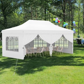Tenda 600 x 300 cm pop-up com 6 paredes laterais removíveis para festas, casamentos, eventos com bolsa branca
