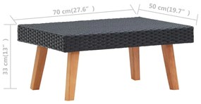 Mesa de centro para jardim vime PE preto