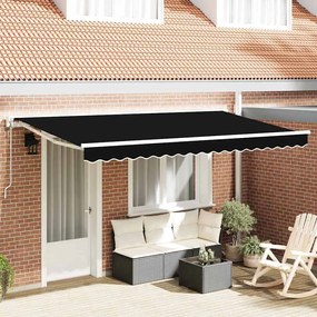 vidaXL Toldo Retrátil Manual Preto 400x200 cm