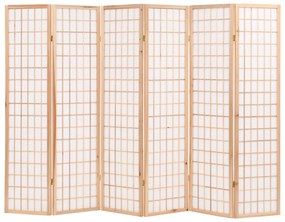 vidaXL Biombo dobrável com 6 painéis estilo japonês 240x170 cm natural