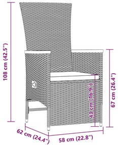 11 pcs conjunto de jantar p/ jardim c/ almofadões vime PE preto