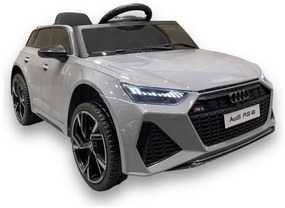 Carro elétrico para crianças Audi RS6 12v, módulo de música, assento de couro, pneus de borracha EVA Cinzento
