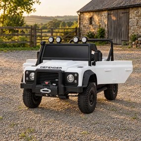 Jipe elétrico para crianças Land Rover Defender 110 SVX 12V, 4X4, luzes LED, bateria de lítio, licença ORIGINAL Branco