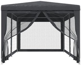 Tenda festas c/ 6 paredes laterais em rede 3x6 m PEAD antracite