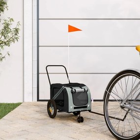 vidaXL Reboque de bicicleta p/ animais tecido oxford/ferro cinza/preto