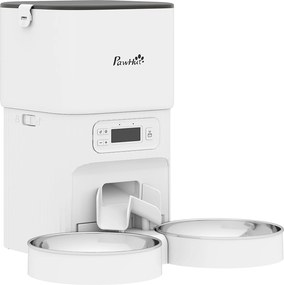 Dispensador automático de ração para gatos com temporizador, porcionamento e 2 tigelas de aço inox