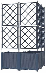 Plantadeira de Jardim com Treliça 3 pcs Cinza 80x80x143 cm