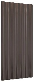 Painéis de telhado 12 pcs 80x36 cm aço revestido a pó castanho