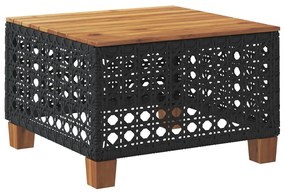 Mesa de jardim 55x55x36 cm vime PE e madeira de acácia preto