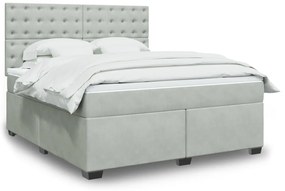 vidaXL Cama com molas/colchão 180x200 cm veludo cinzento-claro