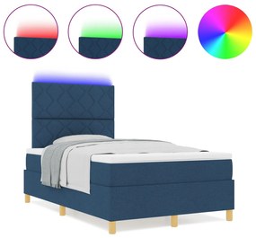 Cama Box com Colchão e LED Azul 120x190 cm Tecido