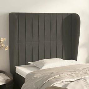 3118225 vidaXL Cabeceira cama c/ abas veludo 83x23x118/128 cm cinzento-escuro