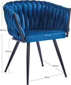 Cadeira Widny Black Veludo - Azul