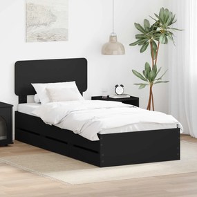 vidaXL Estrutura da Cama Preto 90 x 190 cm Madeira de Engenharia