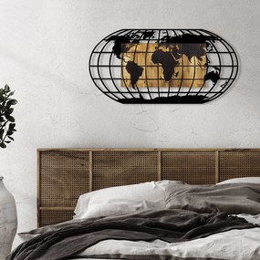Acessório Decorativo de Parede World Map 2 – Nogueira e Preto – 102 x