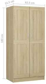 Roupeiro 82,5x51,5x180 cm contraplacado carvalho sonoma