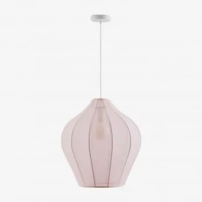 Candeeiro De Teto Suspenso Em Metal E Tecido Belisa Rosa Algodão Doce & Ø60 Cm - Sklum