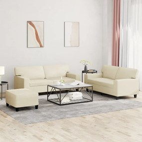 vidaXL 3 pcs conjunto de sofás couro artificial cor creme