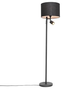 Candeeiro de pé preto com interior branco e luz de leitura - Jelena Moderno