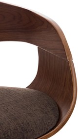 Banco de bar Kingston em tecido e com estrutura cromada 50 x 88-102 x 48 cm Castanho + Cor Nogueira