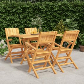 vidaXL 5 pcs conjunto de jantar p/ jardim madeira de teca maciça
