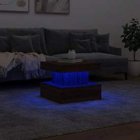 Mesa de centro com luzes LED 50x50x40 cm carvalho castanho