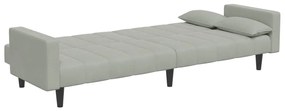 Sofá-cama 2 lugares c/ apoio de pés veludo cinza-claro