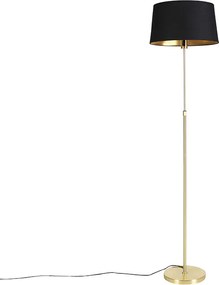 Candeeiro de pé dourado/latão com abajur preto 45 cm ajustável - Parte