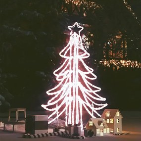 343297 vidaXL Árvore de Natal dobrável c/ LEDs 87x87x93 cm branco quente