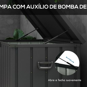 Baú de Armazenamento Exterior em Aço com 4 Rodas 2 Pegas e Tampa com Ranhura para Cadeado 125,5x61,5x70 cm Cinzento Escuro