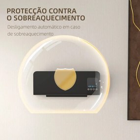 Aquecedor Elétrico de Parede - Preto - 54,5x12x21,5 cm - ABS - 1000W/2