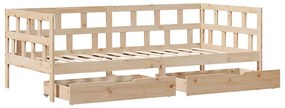 Sofá-cama com gavetas 90x190 cm madeira de pinho maciça