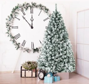 Árvore de Natal 1,8 m com neve Não Iluminada com Dobradiças e Base de Verde e Branca