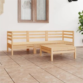 vidaXL 4 pcs conjunto lounge de jardim pinho maciço