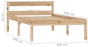 Estrutura de cama 100x200 cm madeira pinho maciço