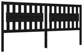 Estrutura de cama com cabeceira 200x200 cm madeira maciça preto