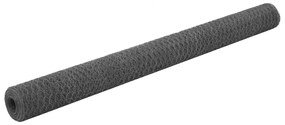 vidaXL Cerca arame galinheiro 25x1,5m aço c/ revestimento PVC cinzento