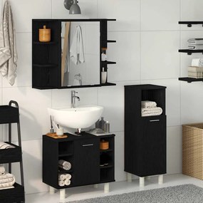 vidaXL Conjunto de Móveis para Banheiro 3 Peças em Madeira Engineered Carvalho Preto