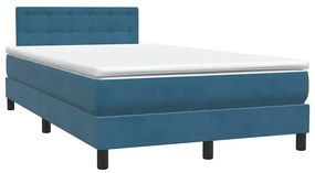 Cama com molas/colchão 120x210 cm veludo azul-escuro