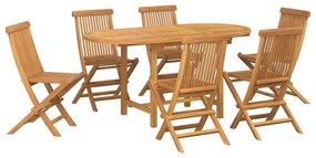 Conjunto de Jantar de 7 Peças Jardim Madeira Maciça Teca