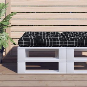 vidaXL Almofadão para sofá de paletes 50x50x12 cm tecido xadrez preto