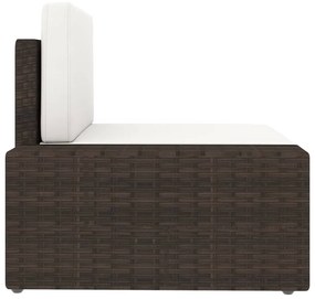 11 pcs conjunto lounge p/ jardim c/ almofadões vime PE castanho