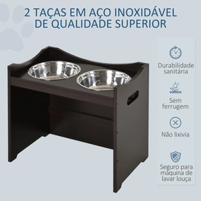 PawHut Comedouro para Cães Elevado Comedouro para Cães com 2 Tigelas d